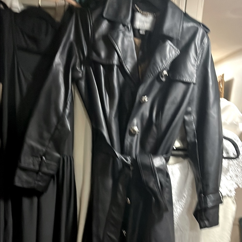 Dennis Basso Black Trench Coat Timeless Elegance